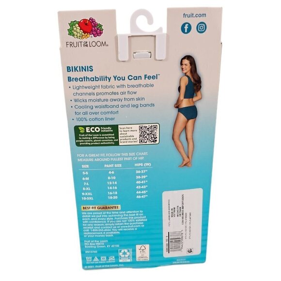 Fruit of the Loom Panties Tri-Cool Max 6 Pack Breathable Hipsters Size 2X (NWT) - Picture 3 of 11